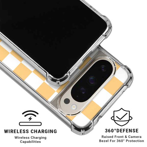 Yellow and White Checkerboard Pixel 9/9 Pro Clear Case
